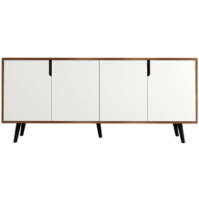Buffet 4 portes en aggloméré Latina Modern (Blanc et noyer)