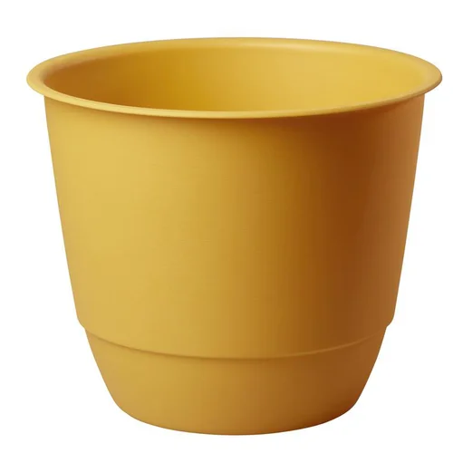 Pour mieux profiter du jardin：Pot en matière recyclée coloris jaune curcuma Poetic Joy 25 - Ø 24,6 x H 20,3 cm