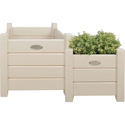 Bacs à fleurs carrés en pin (Lot de 2) (Blanc)