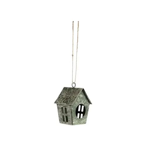 Jardin simple：Décoration à suspendre petite maison en métal vert antique - 5 x 5 x 7 cm