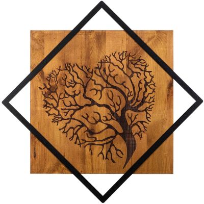 Décoration murale en métal et bois Arbre (Modèle 9)