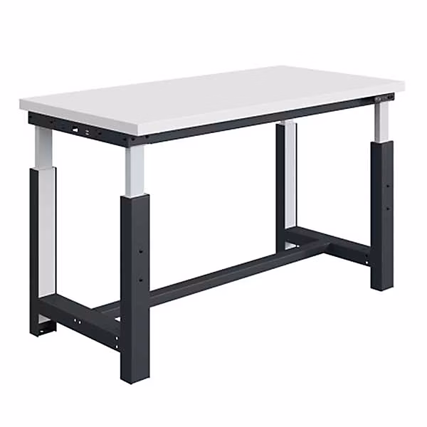 Établi pour atelier réglable en hauteur – Plateau mélaminé 2000x750x738/1138mm | Anthracite RAL5016 | W010010870 | GA