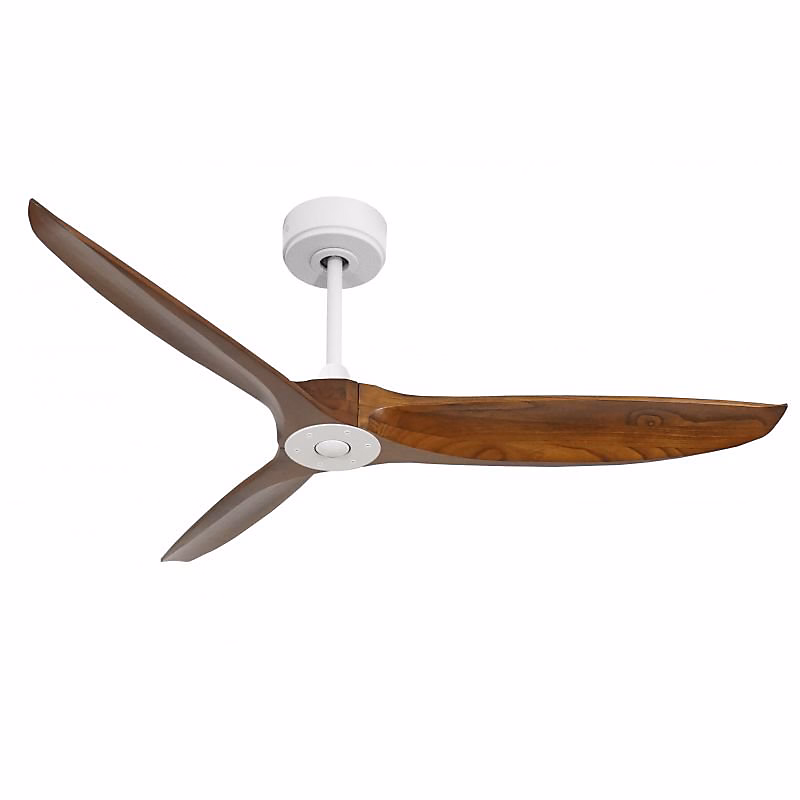Bolt blanc | Ventilateur déstratificateur d'air – pales bois sombres 132 Cm – moteur blanc sans lumière .