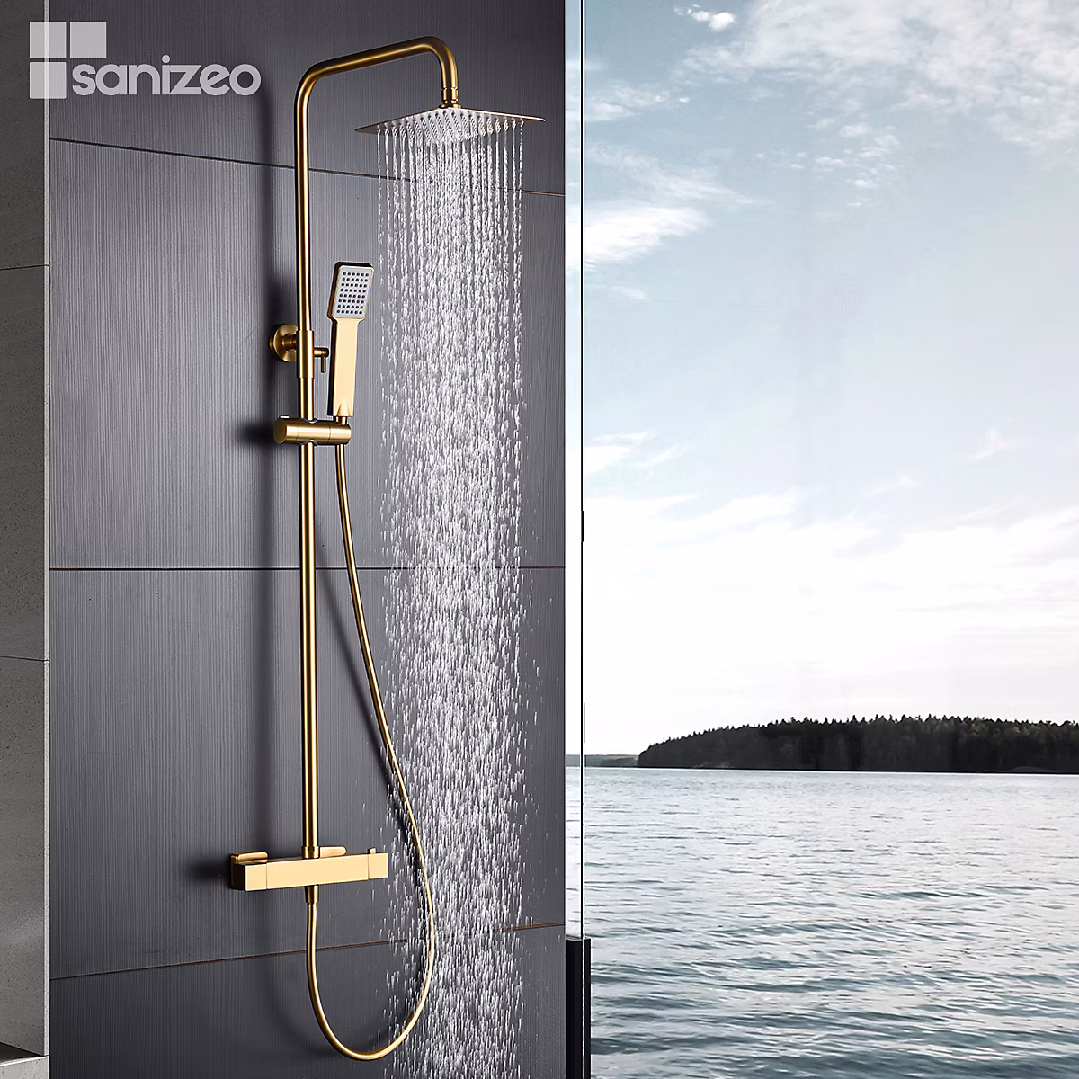 Colonne de Douche Thermostatique Anti – Calcaire Or Brossé IMEX ART BTAR025/OC
