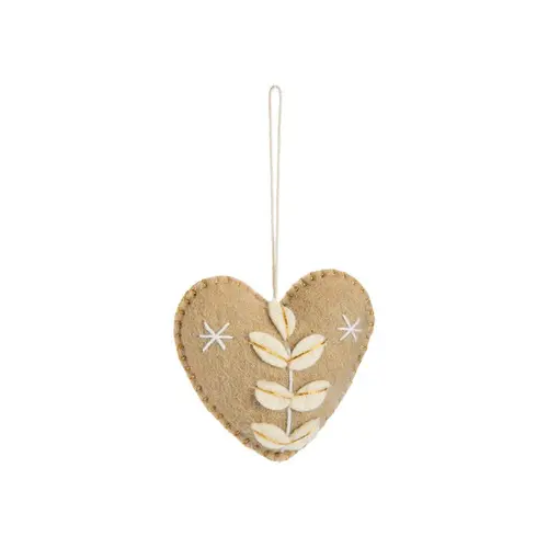 Sélection utile:Décoration à suspendre forme cœur en feutrine beige - 4 x 4 cm