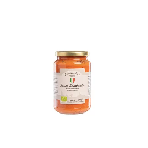 Déco au jardin：Sauce Lombardie bio - tomate et mascarpone en pot de verre botanic® Histoires d'ici Italie - 340 g