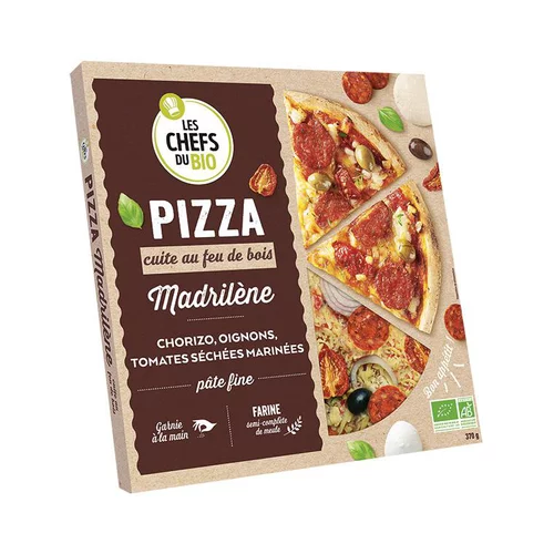 À découvrir pour l’extérieur:Pizza madrilène au chorizo bio Les Chefs du bio - 400 g