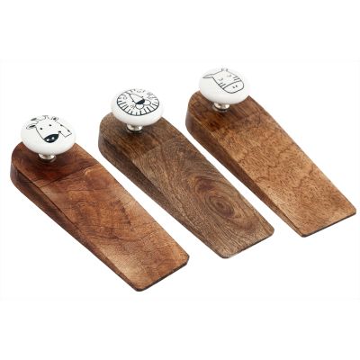 Bloc porte en bois de manguier Animaux (Lot de 3)