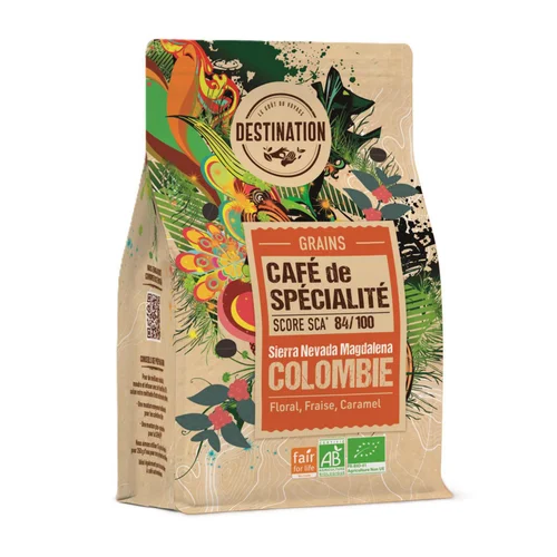 Pour mieux vivre dehors:Sachet de café bio en grains spécialité Colombie Destination - 180 g