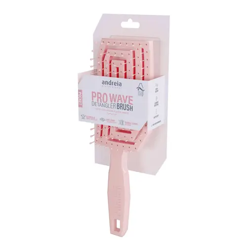 Style extérieur：Brosse démêlante rose pour les cheveux Pro wave pocket Andreia