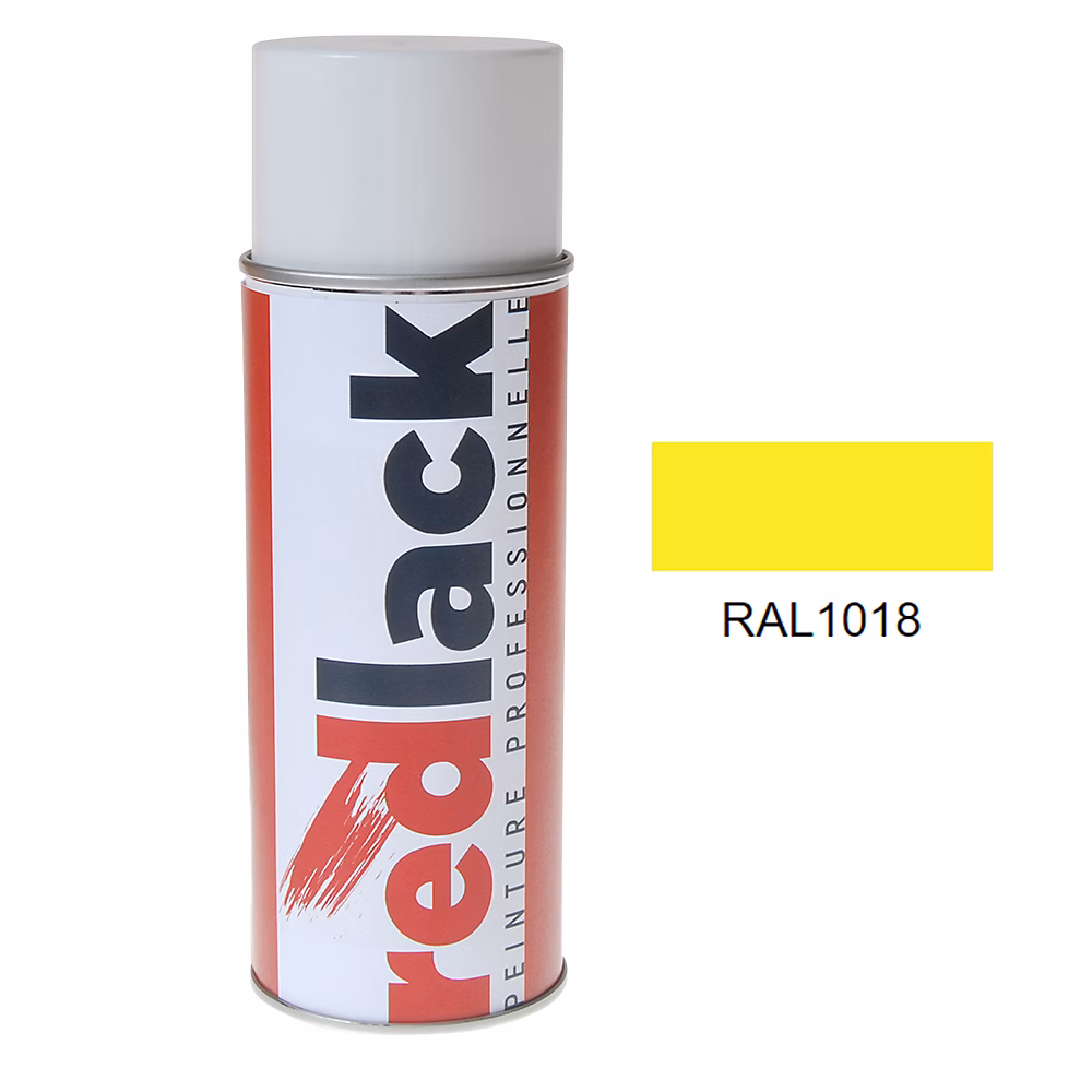 Bombe de peinture Aérosol | spray – 400ml – RAL 1018 Jaune zinc – Brillant – multisupport – Redlack – RAL1018