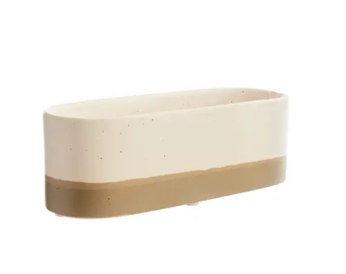 Une solution pour le jardin：Jardinière Trio Cactus coloris beige en céramique - 20 x 7,2 x 7 cm