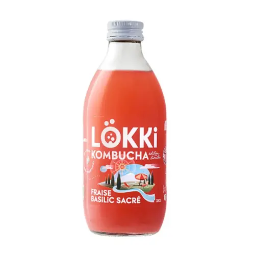 Jardin sélection:Kombucha fraise basilic sacré en bouteille Lökki - 33 cl