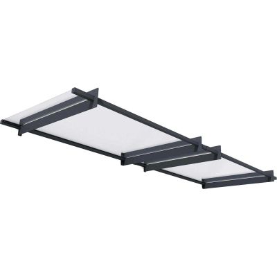Marquise de porte en aluminium gris et polycarbonate transparent Nancy (301 x 94 cm)