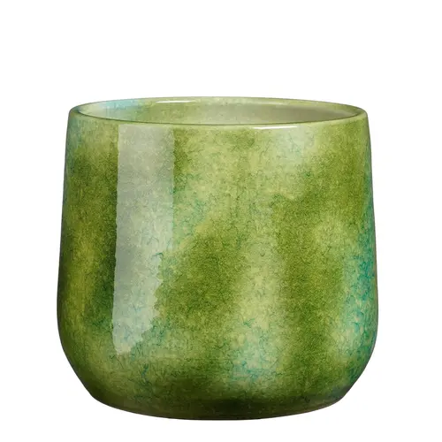 Les incontournables du jardin:Pot rond coloris vert en terre cuite Hugo Mica Decorations - 25 x Ø 28 cm