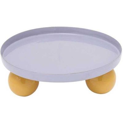 Plateau rond en métal Double Funky (Violet et jaune)