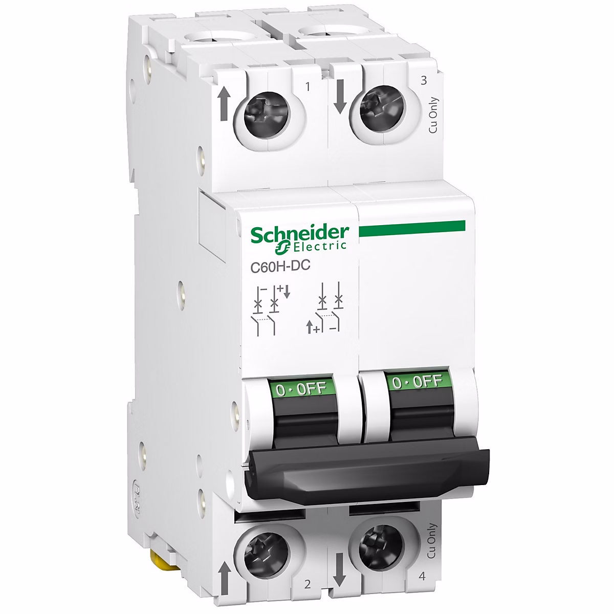 A9n61522 Disjoncteur Courant Continu Dc – 2p, 2a, Courbe C, à Vis, Schneider C60h-dc