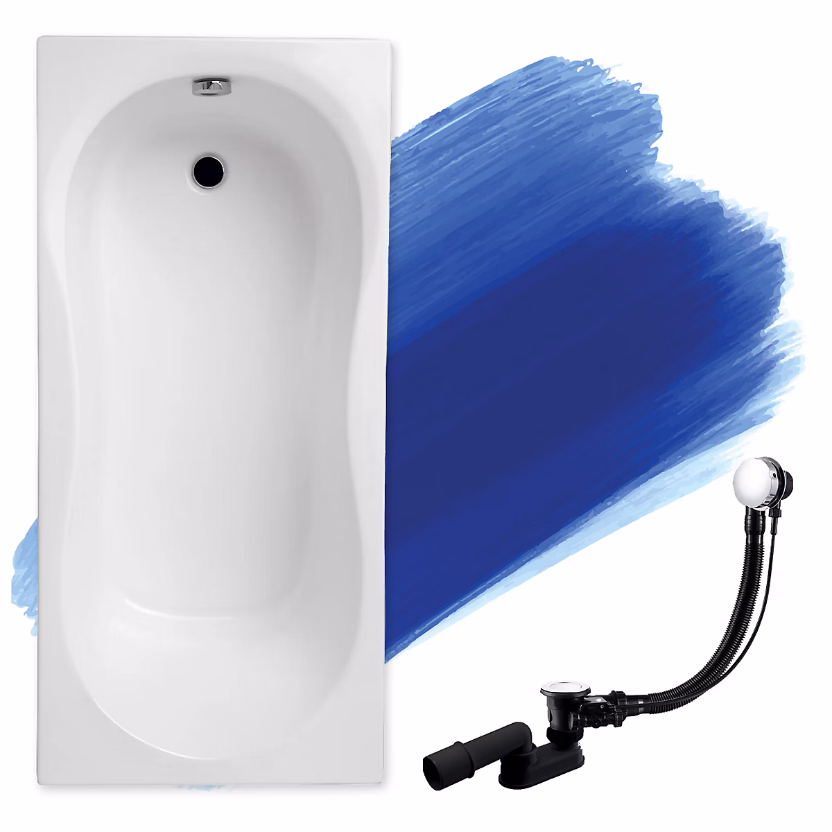 Baignoire rectangulaire 180 x 80 GRACJA acrylique blanc – sans Habillage + Pieds + Vidage à chromé