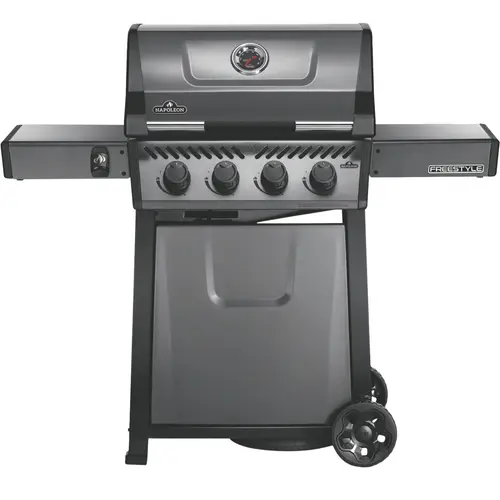 Inspiration jardin:Barbecue gaz 4 brûleurs coloris gris Freestyle Napoléon - 132 x 64 x 116 cm