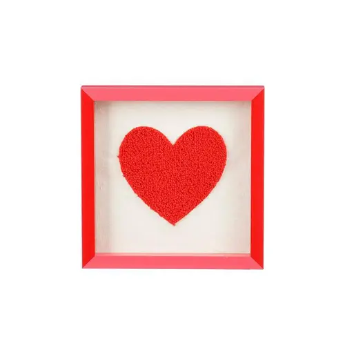 Pour un jardin plus pratique:Décoration murale carrée avec cœur rouge - 17,5 x 17,5 x 2,5 cm