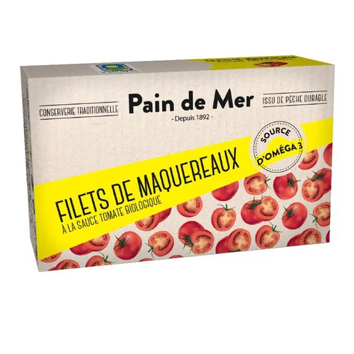 Jardin durable：Filets de maqueraux à la tomate en boîte Pain de Mer - 120 g