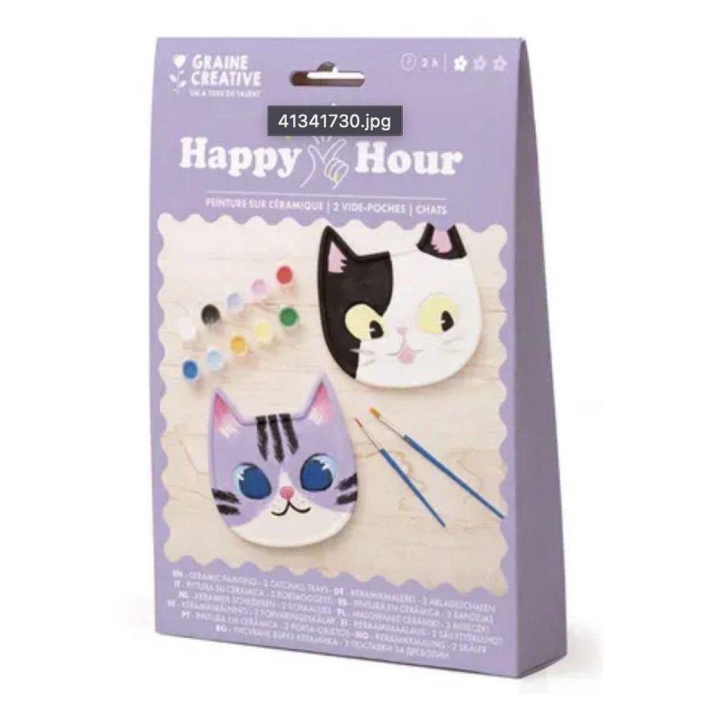 GRAINE CRÉATIVE Peinture sur ceramique chat happy hour