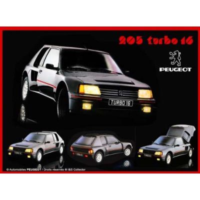 Plaque décorative en métal en relief 40 x 30 cm (Peugeot 205 Turbo 16)