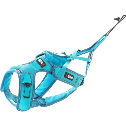Bien pratique à l’extérieur：Harnais pour chien coloris bleu canicross réglable I-Dog X-Back Phoenix ALM - Taille S