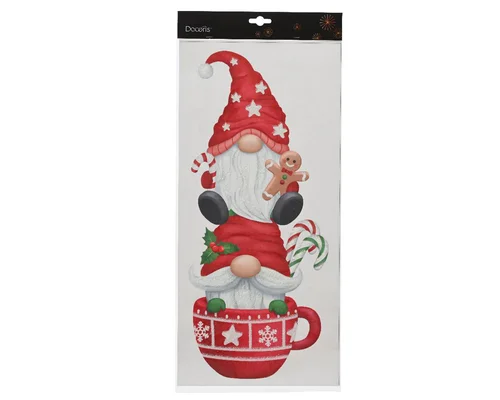 Esprit jardin:Décor de vitre gnome dans une tasse coloris rouge en plastique - 0,10 x 23 x 49 cm