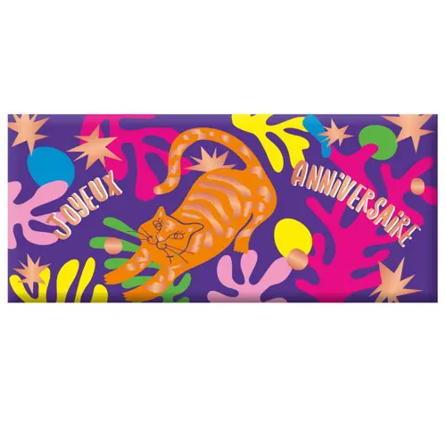 Pour votre extérieur:Mini tablette chocolat lait « Joyeux Anniversaire » Art Grafik - 30 g