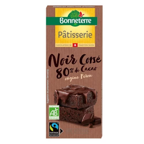 Équipement extérieur:Chocolat noir patisserie 80% cacao bio Bonneterre - 180 g