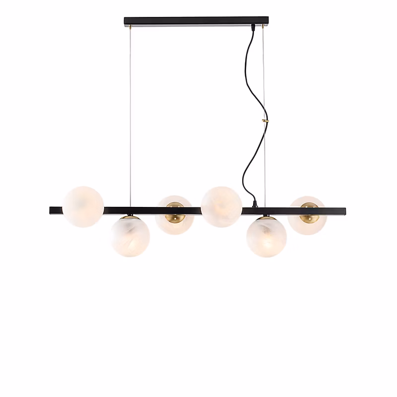 Adrian Suspension En Fer Laqué Noir Et Bronzé 6 Lumières L.101 × 30 Bl278-6-Nr