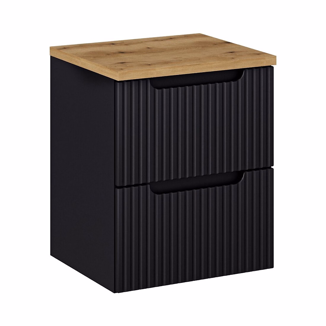 Ensemble de salle de bain suspendu VANO 50cm : meuble sous vasque à tiroirs rainuré et plan pour vasque aspect chene clair – Réf. ZLVLCZBSA4505734815