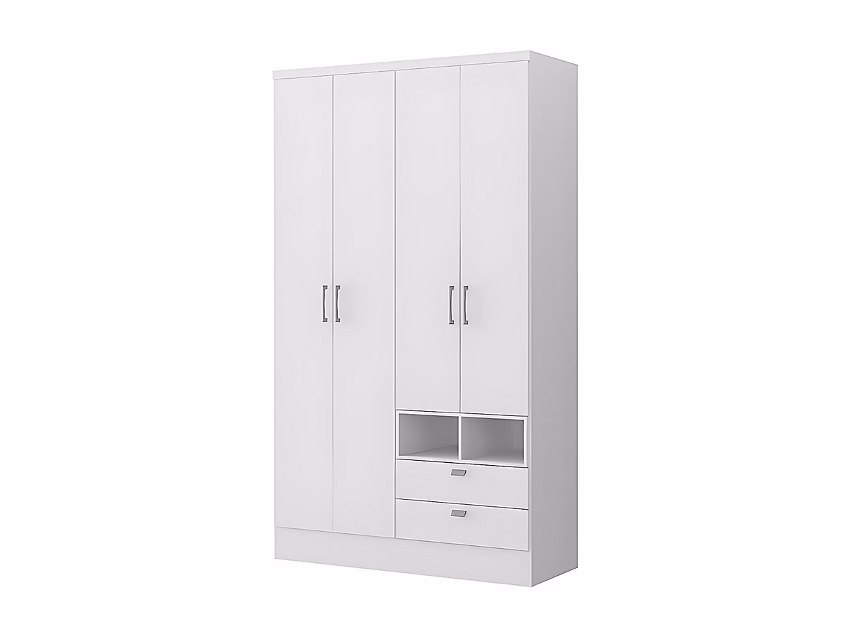 Armoire ODILON | 4 portes & 2 tiroirs – L.120 cm – Blanc