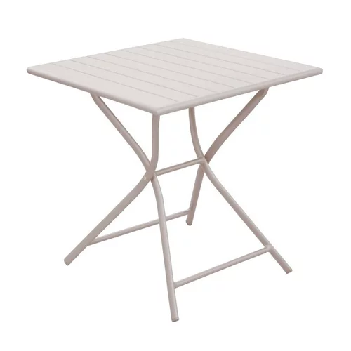 Pour donner du style au jardin：Table pliante carrée en aluminium crème Max - 70 x 70 x 74 cm