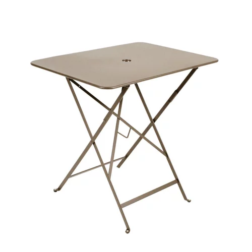 Pour organiser le jardin:Table pliante en métal BISTRO couleur muscade L77xl57xh74