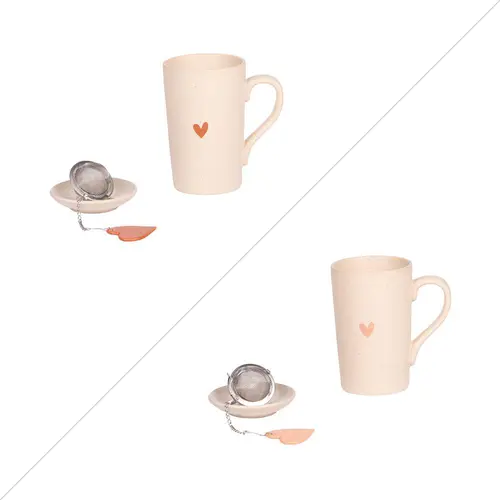 Pour enrichir votre univers jardin:Coffret tisanière infuseur en grès beige Sangam - 40 cl