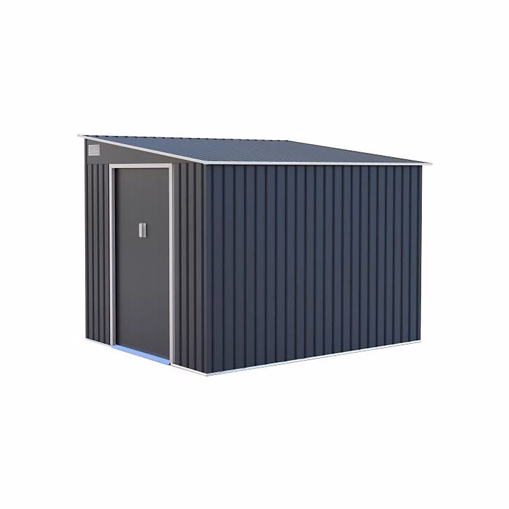 Abri de jardin en métal 5 – 5 m², 215 × 257 × 193 cm, TORONTO, Kit d'ancrage inclus, 2 portes coulissantes, Gris