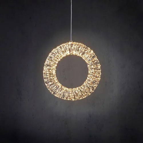 La solution pour votre jardin:Couronne lumineuse LED à lumière blanc fixe sur secteur - 5 x 45 cm