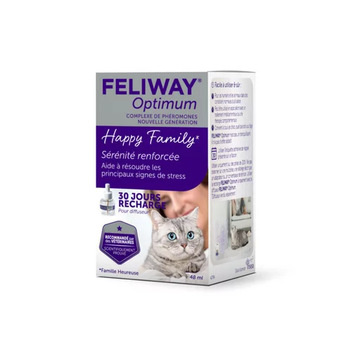 Le choix pour l’extérieur:Feliway Optimum recharge de 48 ml