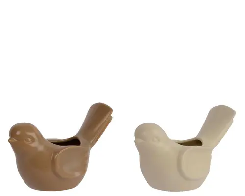 Une idée pratique pour le jardin：Cache-pot forme oiseau en porcelaine - 19 x 9 x 11,5 cm