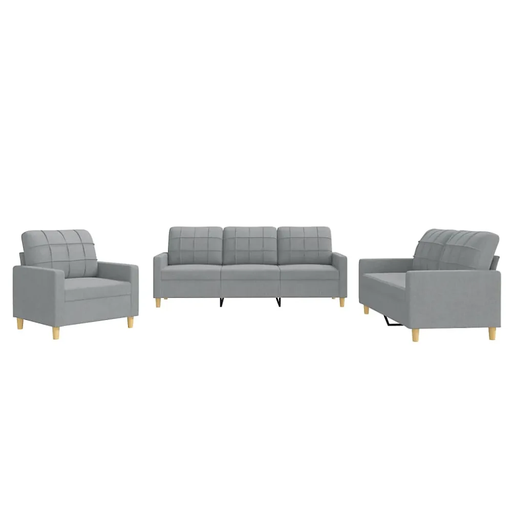 Ensemble de canapés 3 pcs avec coussins Gris clair Tissu vidaXL | Canapé