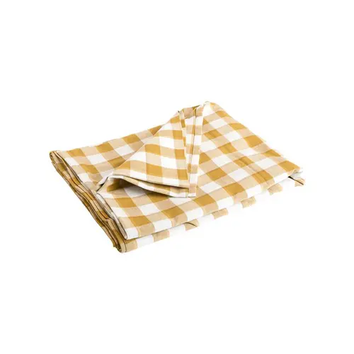 Pour tous vos projets jardin:Nappe vichy blanche et jaune en coton - 250 x 150 cm