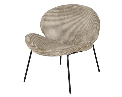 Pour vos projets jardin:Fauteuil d'intérieur beige en velours côtelé - 72 x 67,5 x 73,5 cm