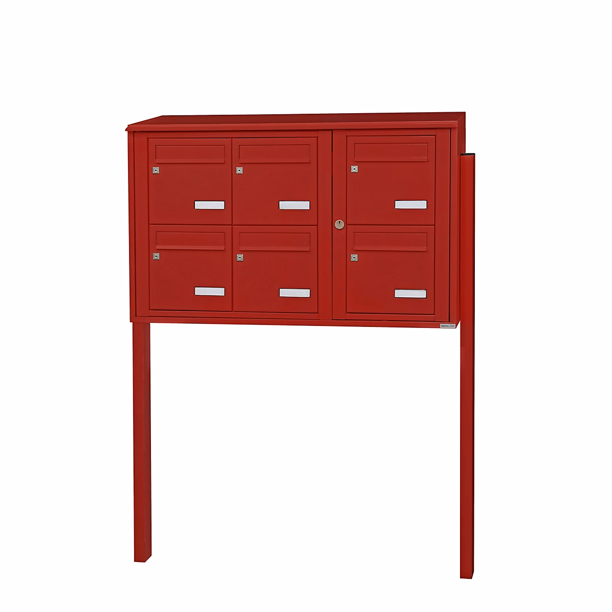 Bloc collectif leabox.com – 3 × 2, grade 3, simple face, Extérieur, fixation sur pieds à sceller, Rouge brun RAL 3011 brillant