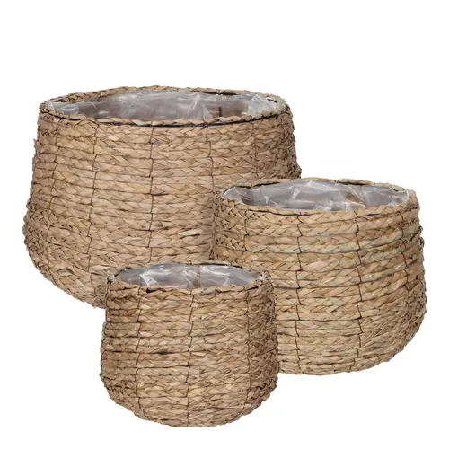 Extérieur plaisir:Panier rond coloris marron en osier Avalon Mica Decorations - 26 x Ø 30 cm