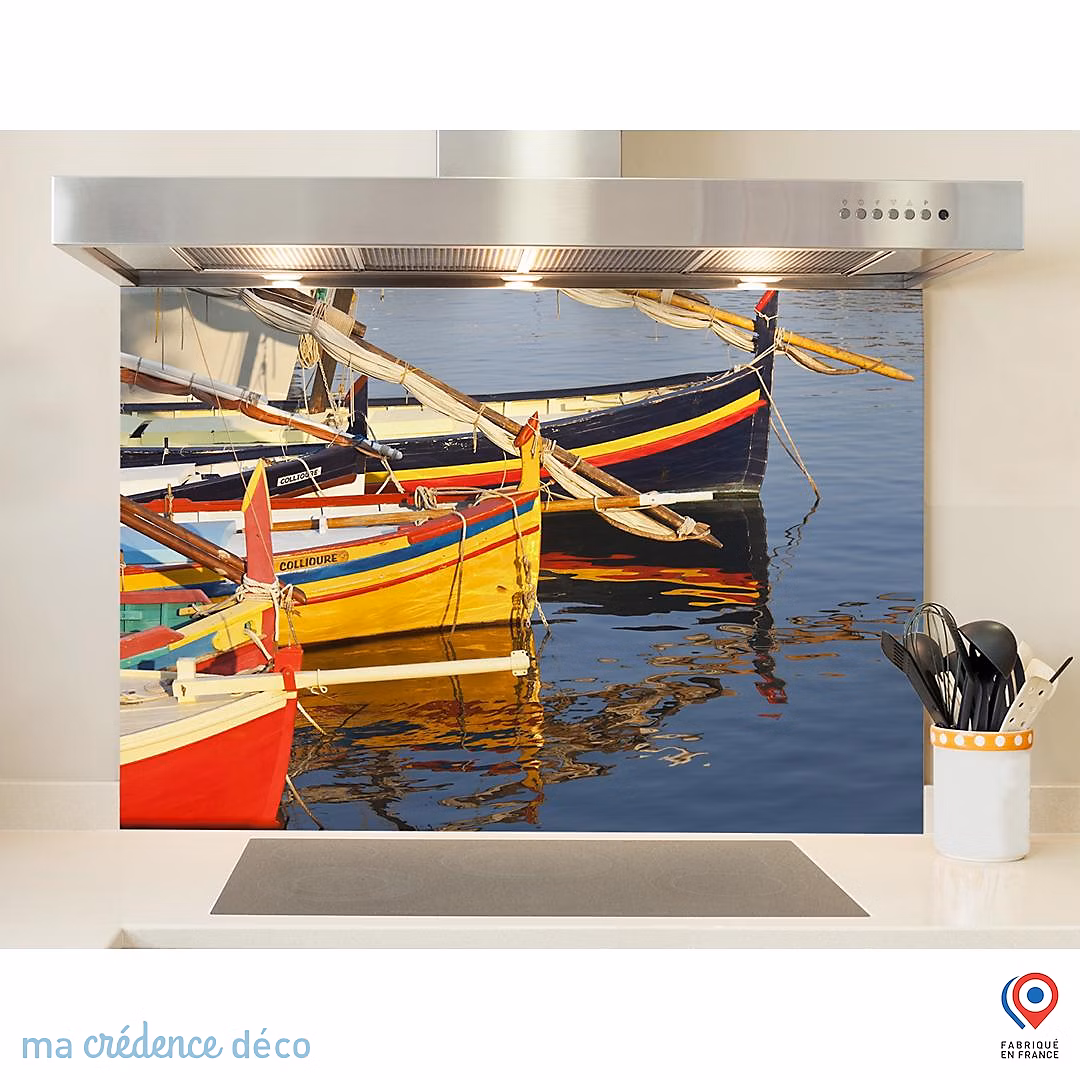 Crédence cuisine fond de hotte Pyrénées-Orientales – port de Collioure, L Alu composite x H 90 cm, MaCrédenceDéco
