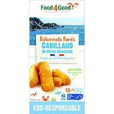 Le compagnon de vos extérieurs:Bâtonnets panés de cabillaud surgelés Food4Good certifiés FSC® - 350 g