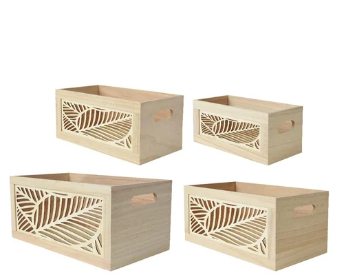 Jardin bien-être:Panier de rangement en bois de Paulownia naturel taille 1 - 35 x 20 x 16 cm
