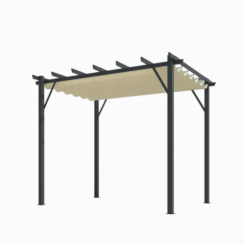 Utile jardin:Pergola avec toile d'ombrage coloris beige en aluminium - 4 x 3 m